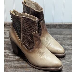 Freebird By Steven Womens Clementine Tan Brown Leather Western Ankle Boot Size7